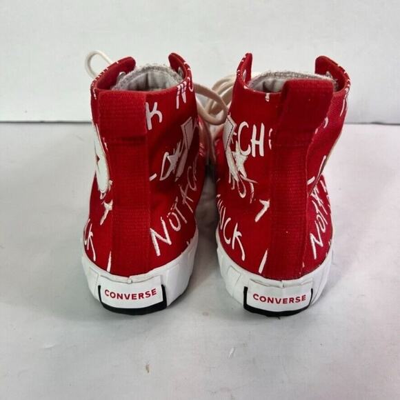 Converse Sneakers Unisex M 8.5 W 10.5 Red White High Top Not A Chuck Embroidered - Picture 9 of 16